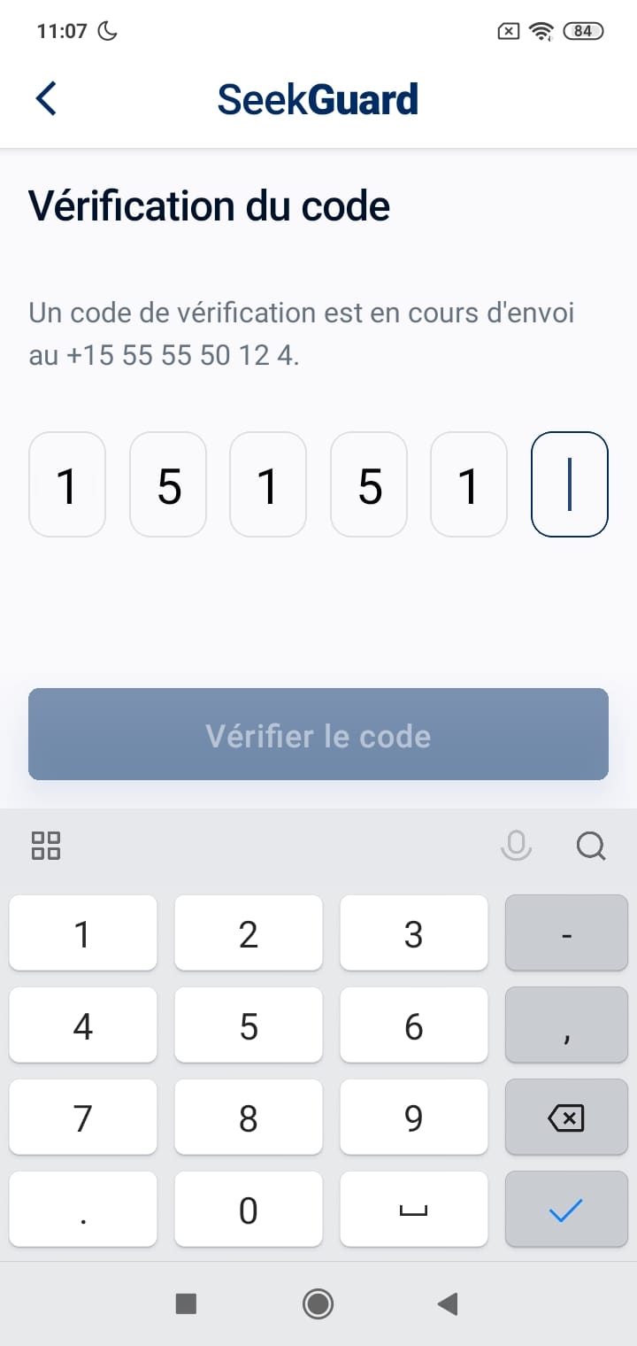 Rentrer son numero de telephone à l'inscription seekguard